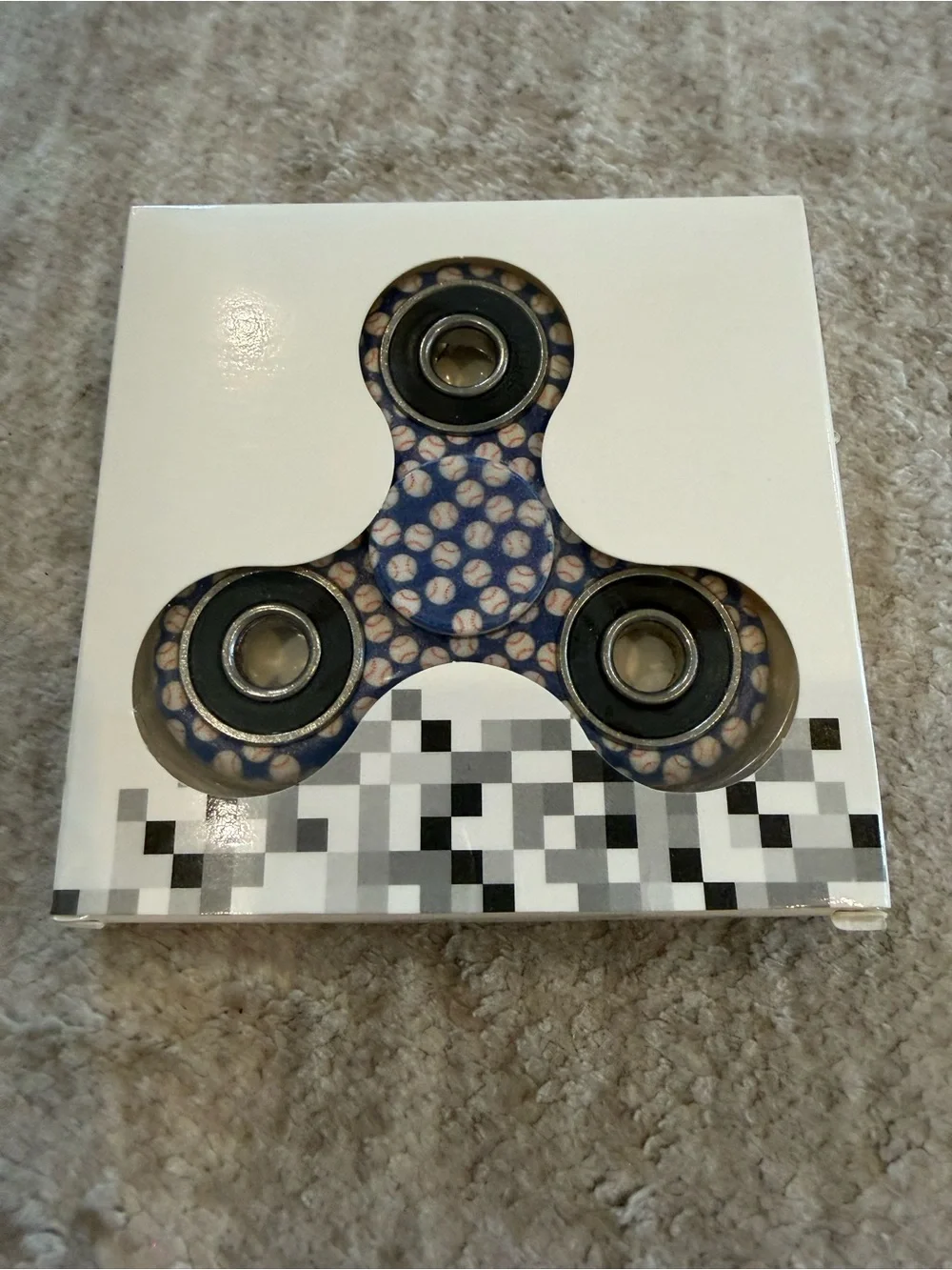 Source Unknown Blue Baseball Pattern Fidget Spinner